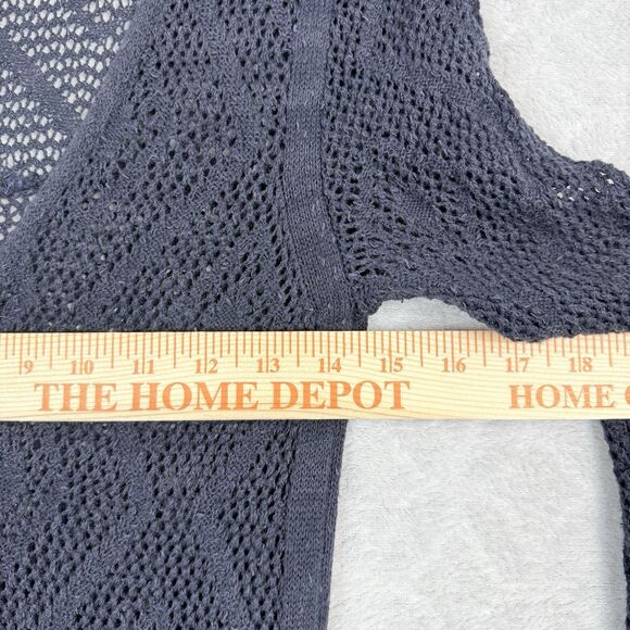Free People Cutie Booty Crochet Cardigan Sweater M Blue Boho Y2K Elena Gilbert - Picture 8 of 12
